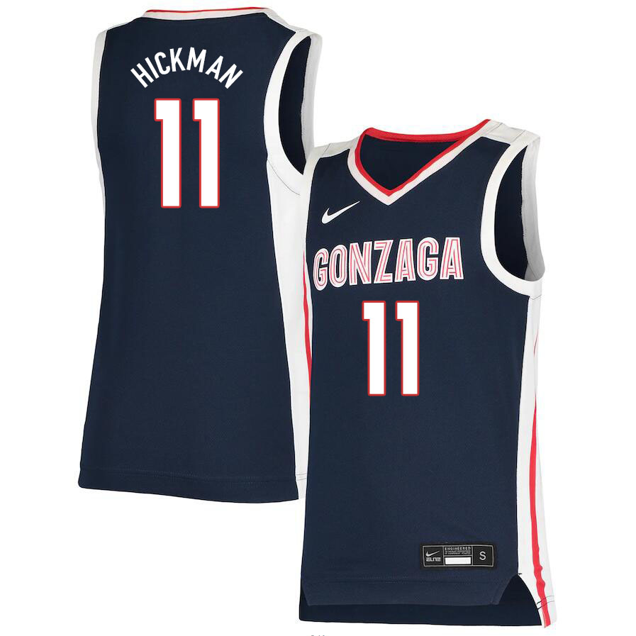 Men #11 Nolan Hickman Gonzaga Bulldogs College Basketball Jerseys Sale-Navy - Click Image to Close